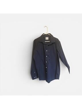 Men's Classic Fit Black Long Sleeve Button-Down Dress Shirt 17-17.5 / 36-37